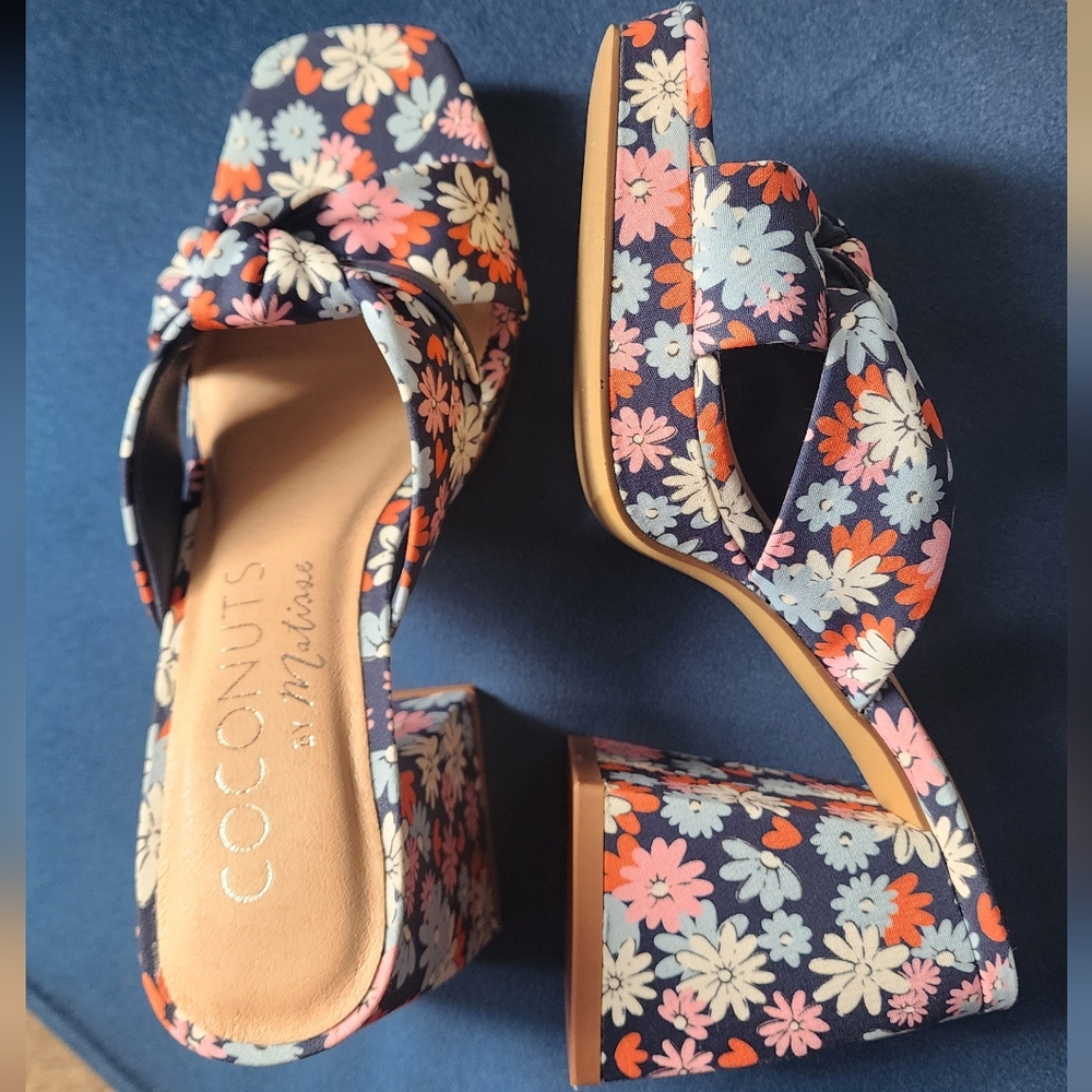 Coconuts by Matisse Floral Platform Shoes - Blue, Pink 6 M